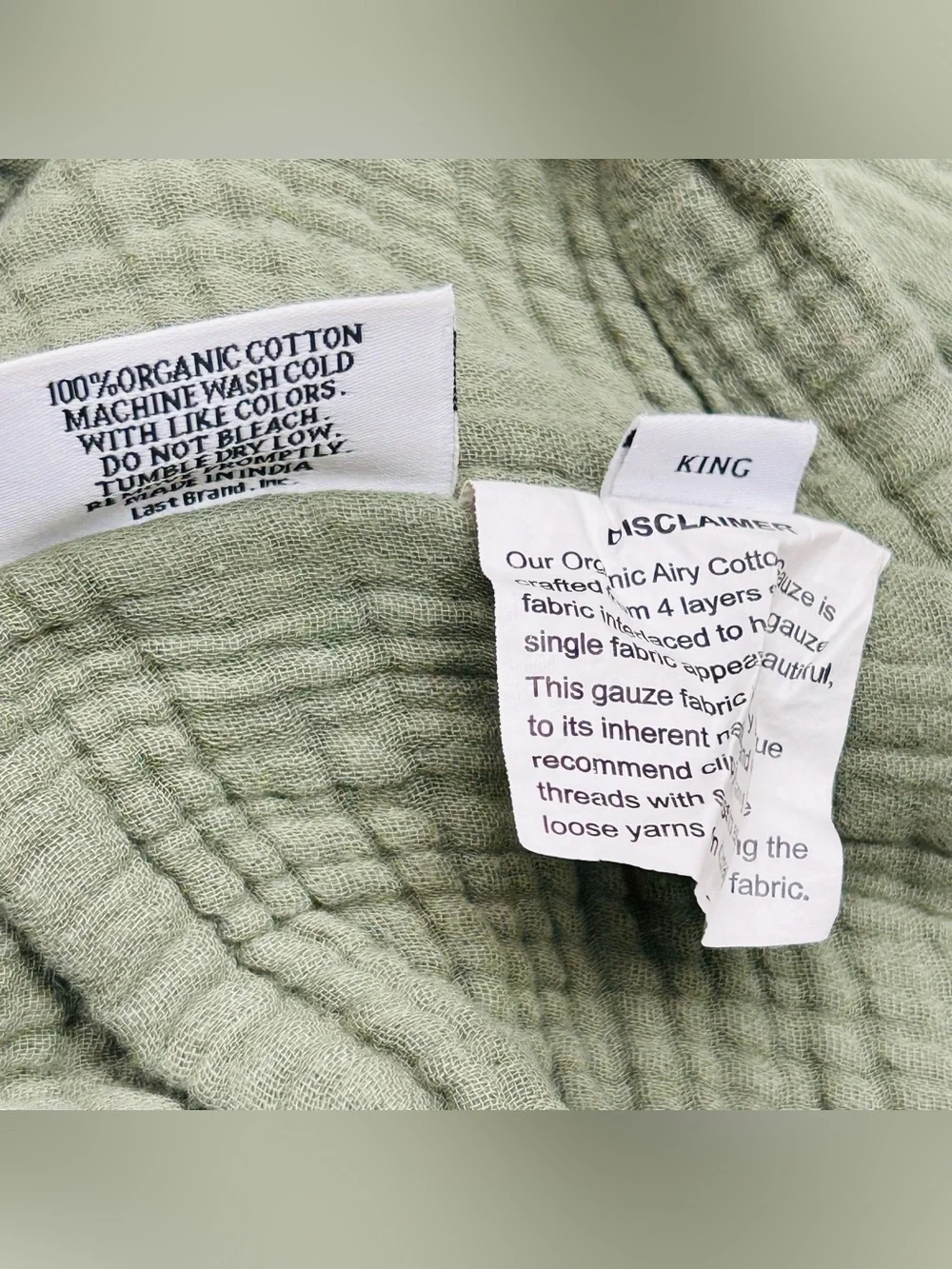 QUINCE Organic Airy Gauze Duvet Cover Set King/Cal King Olive 9053